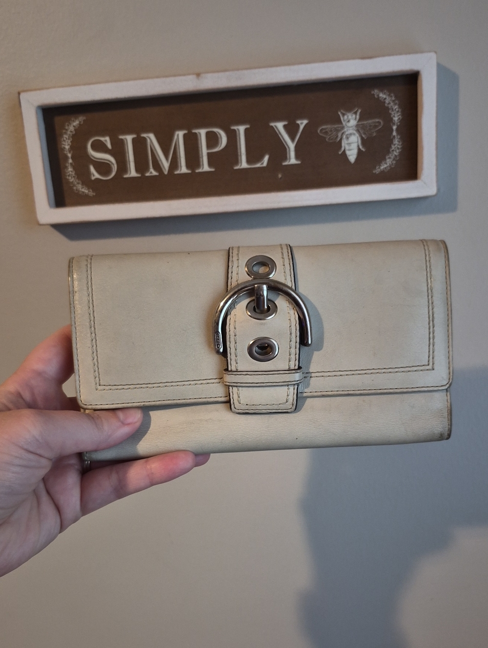 Coach Bone White Leather Soho Wallet